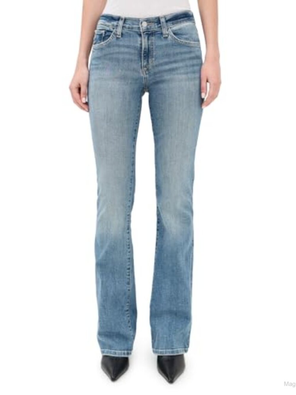 Women's Bootcut Jeans Mid Rise Relaxed Fit Lightweight Stretch Denim